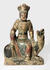 Ducted wood figure of simhanada lokeshvara Ducted wood figure of simhanada lokeshvara