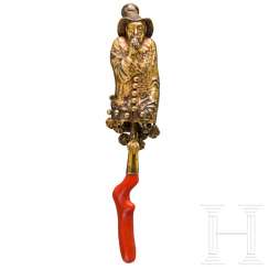 Silver children's rattle with coral, England, around 1830 Silver children's rattle with coral, England, around 1830