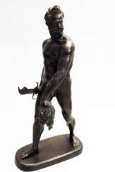 Giovanni da Bologna (1529-1608)-follower, Bronze sculpture of a walking naked warrior with male head and sword in the hands Giovanni da Bologna (1529-1608)-follower, Bronze sculpture of a walking naked warrior with male head and sword in the hands
