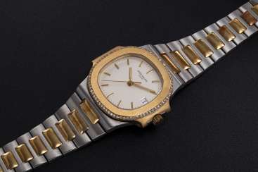 PATEK PHILIPPE, REF. 3800/2, A STEEL AND GOLD NAUTILUS WRISTWATCH WITH A DIAMOND-SET BEZEL PATEK PHILIPPE, REF. 3800/2, A STEEL AND GOLD NAUTILUS WRISTWATCH WITH A DIAMOND-SET BEZEL