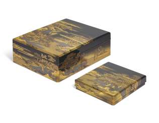 A LACQUER DOCUMENT BOX (BUNKO) AND WRITING BOX (SUZURIBAKO) A LACQUER DOCUMENT BOX (BUNKO) AND WRITING BOX (SUZURIBAKO)