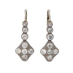 Earrings with 16 old European cut diamonds, together approx. 1,4-1,5 ct, Earrings with 16 old European cut diamonds, together approx. 1,4-1,5 ct,