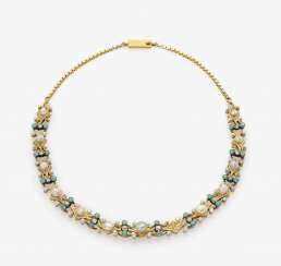 COLLIER DE CHIEN WITH RIVER PEARLS, DIAMONDS AND TURQUOISE . Germany, 1910-1915 COLLIER DE CHIEN WITH RIVER PEARLS, DIAMONDS AND TURQUOISE . Germany, 1910-1915
