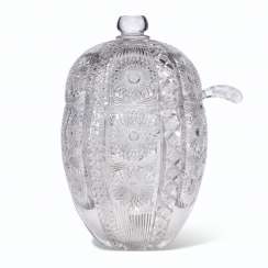 A LARGE AMERICAN BRILLIANT CUT-GLASS PUNCH BOWL, COVER AND LADLE A LARGE AMERICAN BRILLIANT CUT-GLASS PUNCH BOWL, COVER AND LADLE