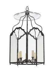 A PAIR OF LOUIS XV STYLE PATINATED METAL HALL LANTERNS A PAIR OF LOUIS XV STYLE PATINATED METAL HALL LANTERNS