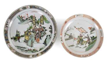 Two Polychrome-Painted Plate, Two Polychrome-Painted Plate,