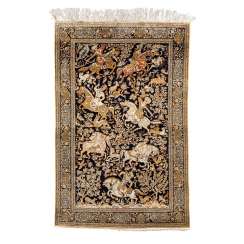 Oriental rug made of silk. 20. Century, 209x141 cm. Oriental rug made of silk. 20. Century, 209x141 cm.