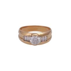 Ring mit Brillant, ca. 0,87 ct, Ring mit Brillant, ca. 0,87 ct,