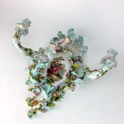 Magnificent wall sconces: Meissen porcelain, three decorated arms, Watteau painting, equipped-consuming, 1850's rare Magnificent wall sconces: Meissen porcelain, three decorated arms, Watteau painting, equipped-consuming, 1850's rare