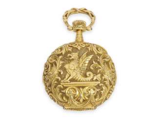 Pocket watch: extremely rare Omega ladies watch with Renaissance case and a dial made of Guilloche enamel, approx. 1900 Pocket watch: extremely rare Omega ladies watch with Renaissance case and a dial made of Guilloche enamel, approx. 1900