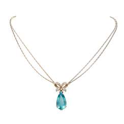 Necklace with aquamarine drop and brilliant-cut diamonds Necklace with aquamarine drop and brilliant-cut diamonds