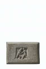 A RARE CARVED GRAY SCHIST WRESTLER'S WEIGHT A RARE CARVED GRAY SCHIST WRESTLER'S WEIGHT