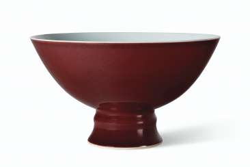 A COPPER-RED-GLAZED STEM BOWL A COPPER-RED-GLAZED STEM BOWL