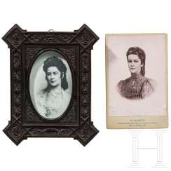 Empress Elisabeth of Austria - framed portrait postcard and posthumous cabinet photo Empress Elisabeth of Austria - framed portrait postcard and posthumous cabinet photo