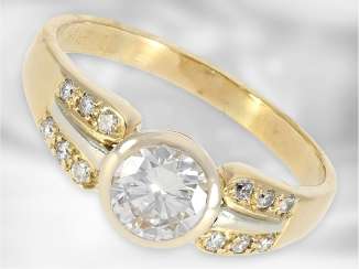 Anneau: intéressant de qualité Brillantring avec un Solitaire de 0,95 ct, or Jaune 18 carats Anneau: intéressant de qualité Brillantring avec un Solitaire de 0,95 ct, or Jaune 18 carats