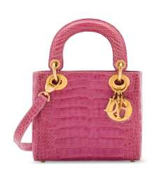 A SHINY PINK ALLIGATOR MINI LADY D WITH GOLD HARDWARE A SHINY PINK ALLIGATOR MINI LADY D WITH GOLD HARDWARE