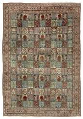 Tapis à cassette avec botehs insérés et éléments floraux Tapis à cassette avec botehs insérés et éléments floraux