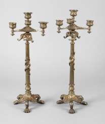 Pair of four-lamp candelabra with animal figures Pair of four-lamp candelabra with animal figures