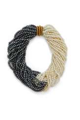 A MULTI-STRAND CULTURED PEARL AND GOLD NECKLACE A MULTI-STRAND CULTURED PEARL AND GOLD NECKLACE