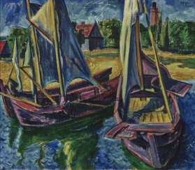 Hermann Max Pechstein - '' Keitelkähne '' boats. 1920 Hermann Max Pechstein - '' Keitelkähne '' boats. 1920