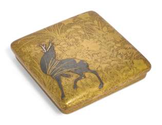 A RIMPA STYLE LACQUER WRITING BOX (SUZURIBAKO) A RIMPA STYLE LACQUER WRITING BOX (SUZURIBAKO)