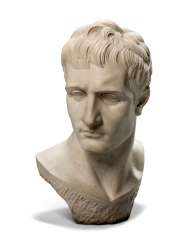 AN ITALIAN WHITE MARBLE OVER-LIFESIZE BUST OF THE EMPEROR NAPOLEON AN ITALIAN WHITE MARBLE OVER-LIFESIZE BUST OF THE EMPEROR NAPOLEON