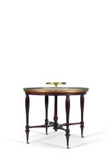 A LATE LOUIS XVI ORMOLU-MOUNTED AMBOYNA AND MAHOGANY TABLE A THE A LATE LOUIS XVI ORMOLU-MOUNTED AMBOYNA AND MAHOGANY TABLE A THE