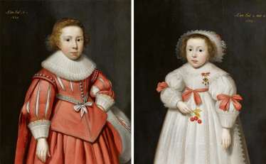 Two paintings: portraits of children Two paintings: portraits of children
