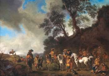 Cavalry camp, with the arrest of a spy. Philips Wouwerman Cavalry camp, with the arrest of a spy. Philips Wouwerman