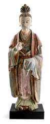 Rare large Stucco figure of a standing lady with colored version Rare large Stucco figure of a standing lady with colored version
