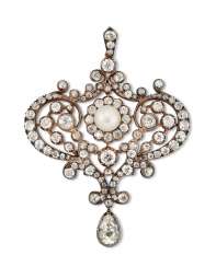 ANTIQUE NATURAL PEARL AND DIAMOND BROOCH/PENDANT ANTIQUE NATURAL PEARL AND DIAMOND BROOCH/PENDANT