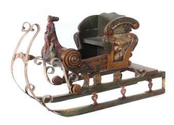 Figure carriage According to the old model, seat shell carved with Blattzier and shell ornaments to kl Figure carriage According to the old model, seat shell carved with Blattzier and shell ornaments to kl