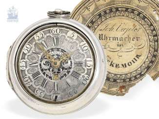 Pocket watch: English paircase verge watch with date, signed Langin London, ca. 1740 Pocket watch: English paircase verge watch with date, signed Langin London, ca. 1740