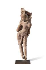 A RED SANDSTONE FIGURE OF A CELESTIAL WOMAN A RED SANDSTONE FIGURE OF A CELESTIAL WOMAN