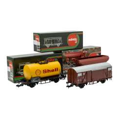 MÄRKLIN 3шт-извитых канальцев грузовых вагонов, колея 1, MÄRKLIN 3шт-извитых канальцев грузовых вагонов, колея 1,
