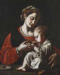 The Neapolitan Master. Madonna with a bowl of drinking Christ child. The Neapolitan Master. Madonna with a bowl of drinking Christ child.
