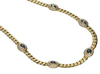 Chain: the massive, and formerly very expensive sapphire/diamond gold necklace Chain: the massive, and formerly very expensive sapphire/diamond gold necklace