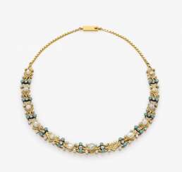 Collier de Chien с реки жемчугом, бриллиантами и Бирюзой Collier de Chien с реки жемчугом, бриллиантами и Бирюзой