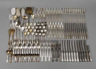 Large Silver Cutlery Set Bruckmann, Pattern Large Silver Cutlery Set Bruckmann, Pattern
