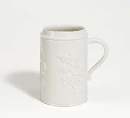 White Böttger porcelain tankard with Chrysanthemum branches White Böttger porcelain tankard with Chrysanthemum branches
