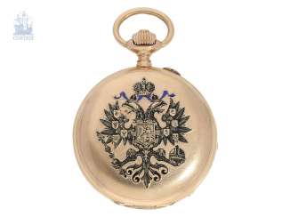 Pocket watch: historically interesting Gold/enamel-red gold-Savonnette, probably Präsentuhr of the Empress Maria Feodorovna in 1895, Pavel Buhre No. 22573 Pocket watch: historically interesting Gold/enamel-red gold-Savonnette, probably Präsentuhr of the Empress Maria Feodorovna in 1895, Pavel Buhre No. 22573
