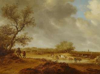 Ruysdael, Salomon van. Landscape with cows. Ruysdael, Salomon van. Landscape with cows.