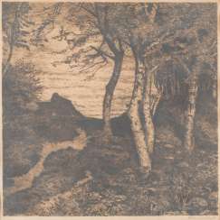 WORPSWEDER LANDSCHAFT MIT BAUNERNKATE UND BIRKEN WORPSWEDER LANDSCHAFT MIT BAUNERNKATE UND BIRKEN