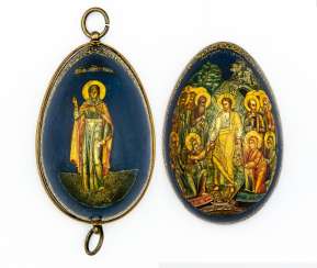 Special paint Easter egg with the descent of Jesus into Hades (Anastasis motif) and Hl. Tatiana (?) Special paint Easter egg with the descent of Jesus into Hades (Anastasis motif) and Hl. Tatiana (?)