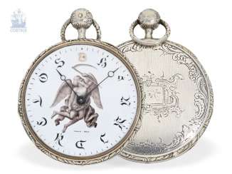 Pocket watch: unique French repetition watch with rare materials and special dial with enamel painting, signed Droz, France, 1809-1819 Pocket watch: unique French repetition watch with rare materials and special dial with enamel painting, signed Droz, France, 1809-1819