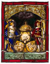 BLEIVERGLASUNG MIT DARSTELLUNG ZWEIER RITTER, DATIERT 'ANNO 1520' BLEIVERGLASUNG MIT DARSTELLUNG ZWEIER RITTER, DATIERT 'ANNO 1520'