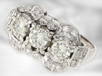 Ring: opulent vintage diamond ring, approx. 1.41ct in total, 14K white gold Ring: opulent vintage diamond ring, approx. 1.41ct in total, 14K white gold
