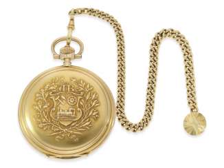 Pocket watch: probably unique IWC gold savonnette, Präsentuhr of the holder of the Borsig-Werke in Berlin, Ernst von Borsig, CA. 1919 Pocket watch: probably unique IWC gold savonnette, Präsentuhr of the holder of the Borsig-Werke in Berlin, Ernst von Borsig, CA. 1919