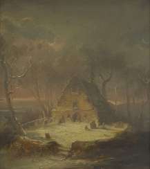 Snow-covered homestead by moonlight, 1845 Snow-covered homestead by moonlight, 1845