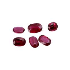 Mixed lot of 6 rubies together approx. 9,5 ct, Mixed lot of 6 rubies together approx. 9,5 ct,